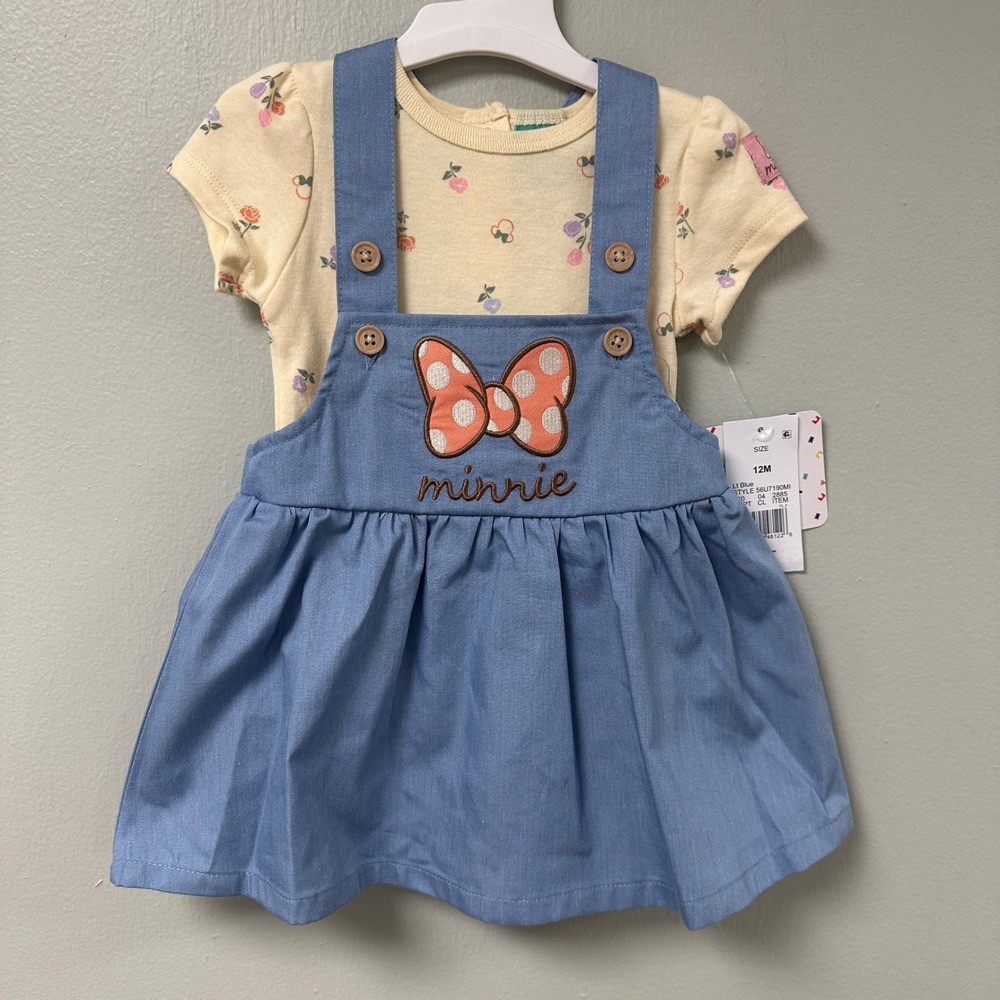 Disney Baby Minnie Mouse Floral Bodysuit and Blue Jumper Set 12M 56U7190MI